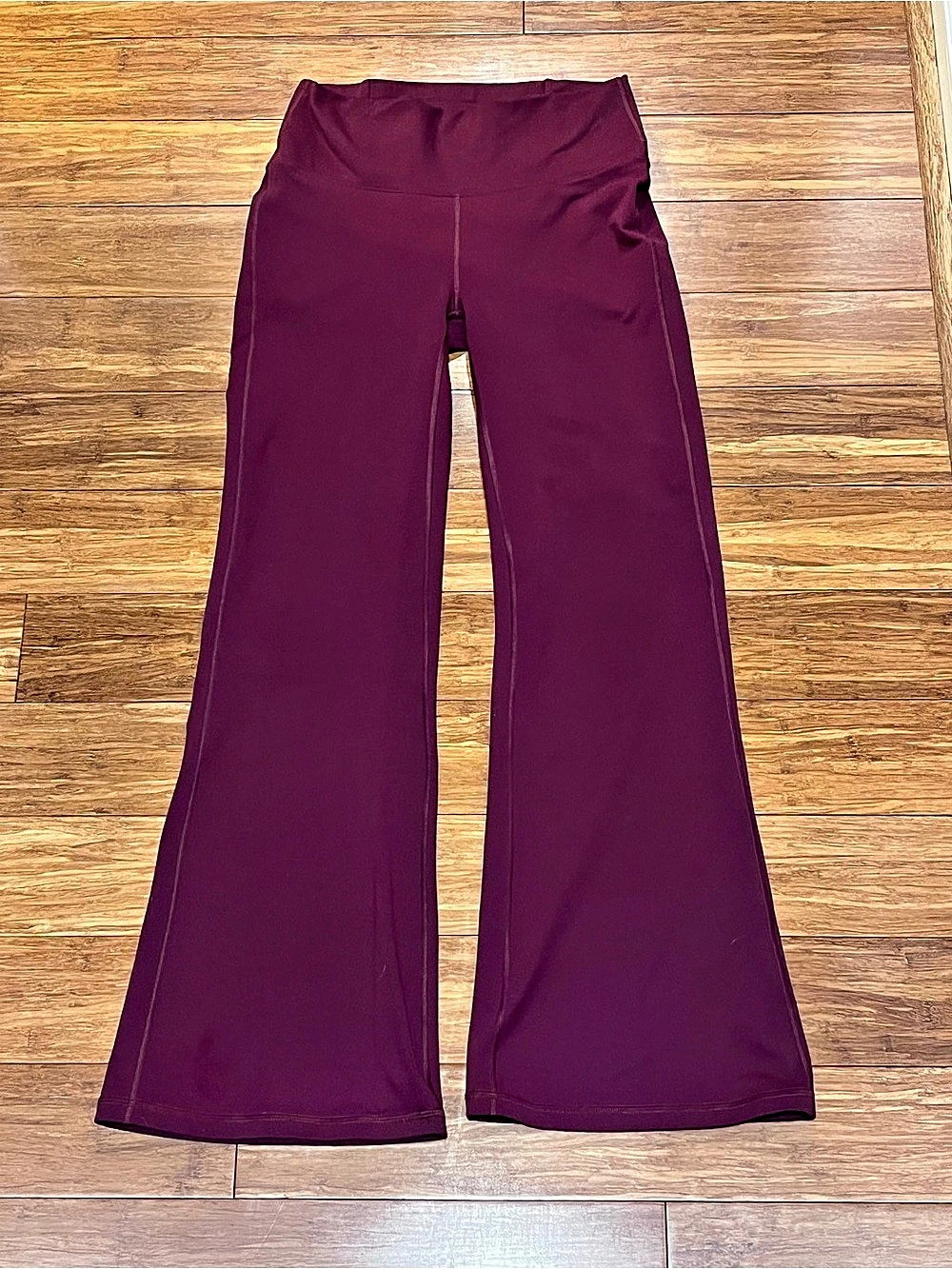 Fabletics PowerHold Flare Burgundy Leggings
